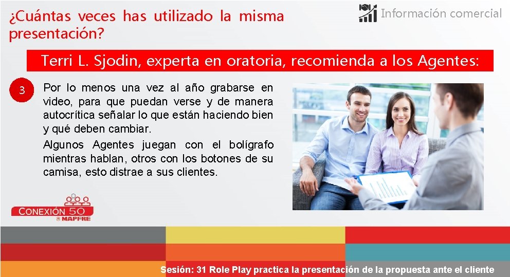 ¿Cuántas veces has utilizado la misma presentación? Información comercial Terri L. Sjodin, experta en