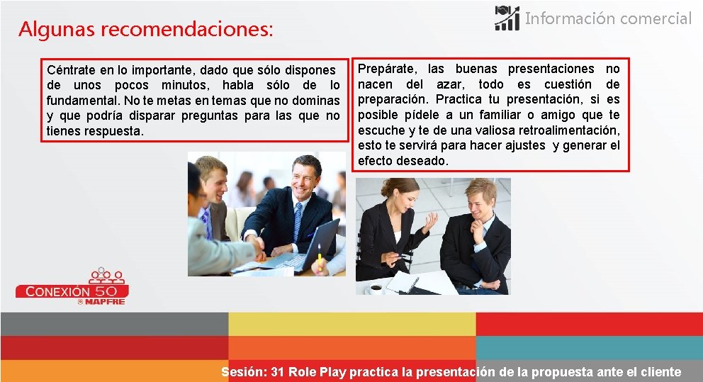 Algunas recomendaciones: Céntrate en lo importante, dado que sólo dispones de unos pocos minutos,