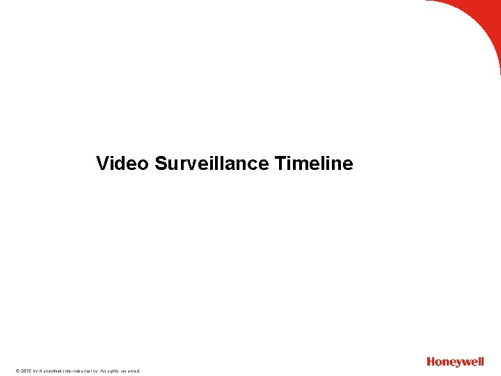 Video Surveillance Timeline © 2015 by Honeywell International Inc. All rights reserved. 