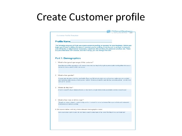 Create Customer profile 
