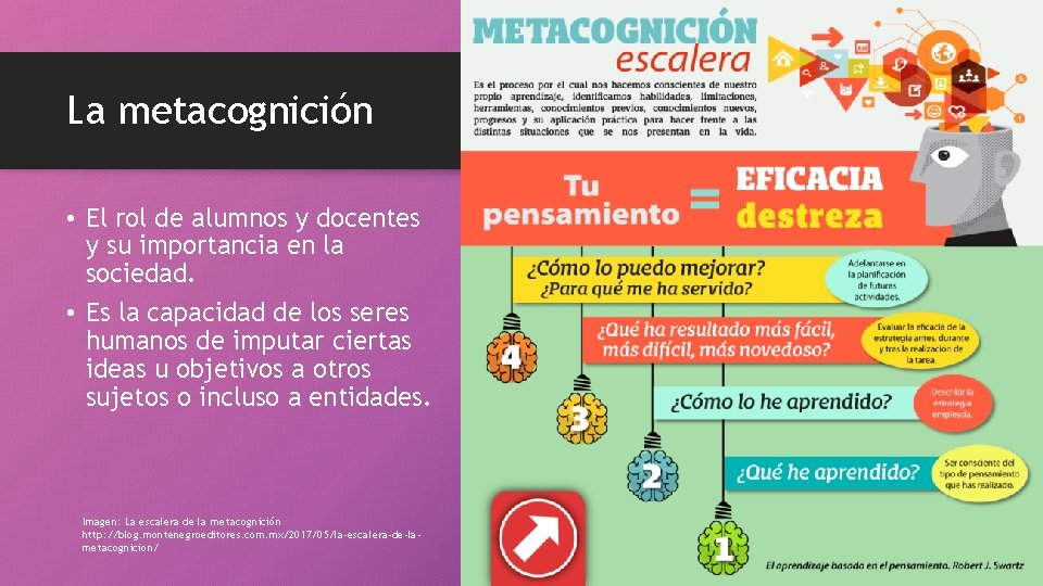 La metacognición • El rol de alumnos y docentes y su importancia en la