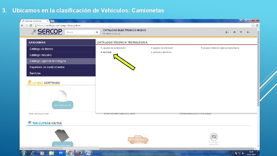 3. Ubicamos en la clasificación de Vehículos: Camionetas 