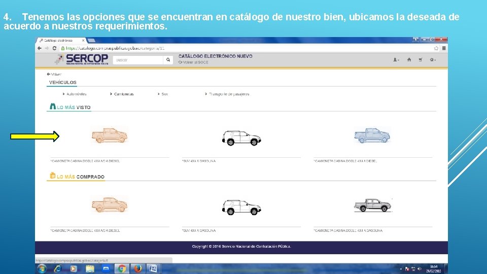 4. Tenemos las opciones que se encuentran en catálogo de nuestro bien, ubicamos la