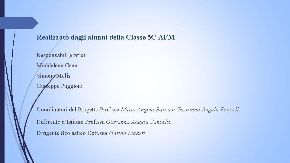 Realizzato dagli alunni della Classe 5 C AFM Responsabili grafici: Maddalena Canu Simone Melis