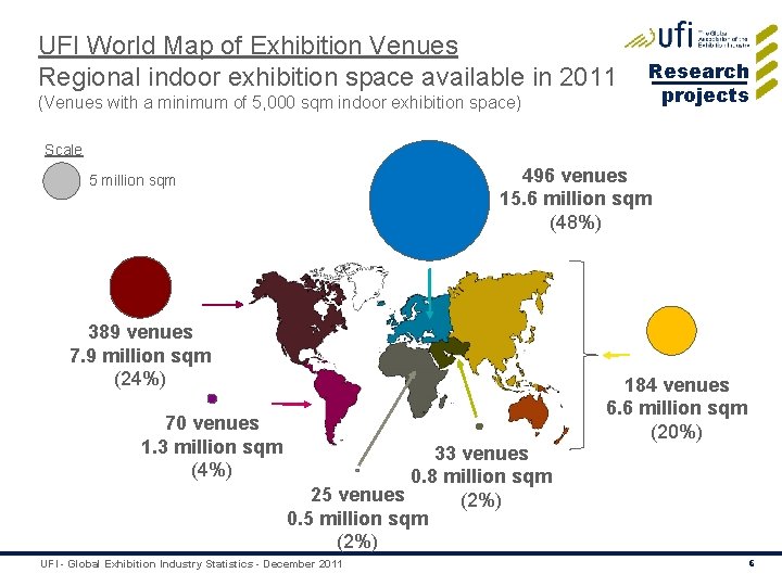UFI World Map of Exhibition Venues Regional indoor exhibition space available in 2011 (Venues