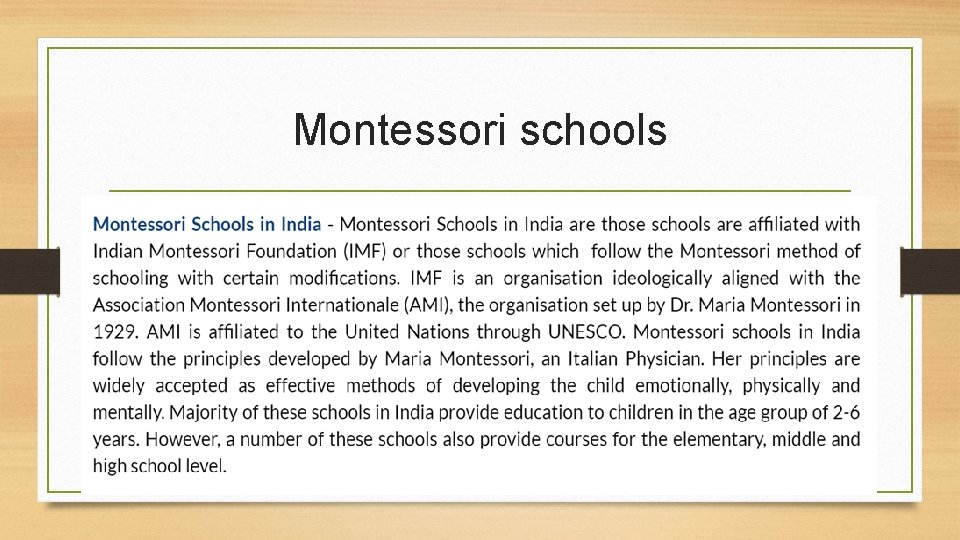 Montessori schools 