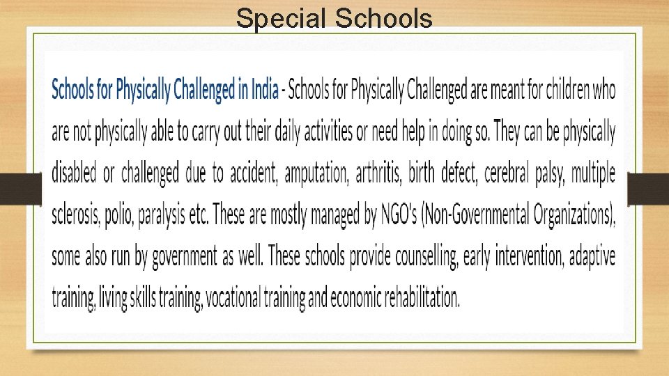 Special Schools 