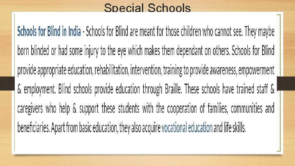 Special Schools 