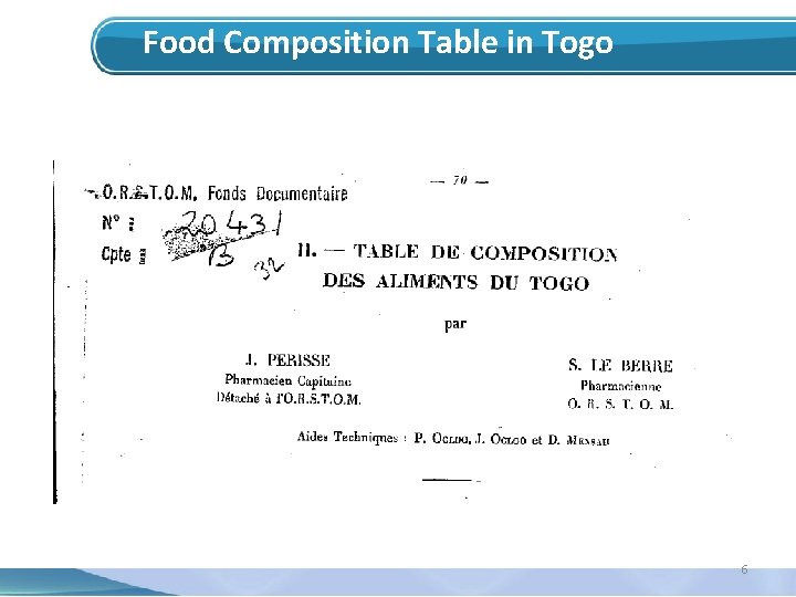 Food Composition Table in Togo 6 