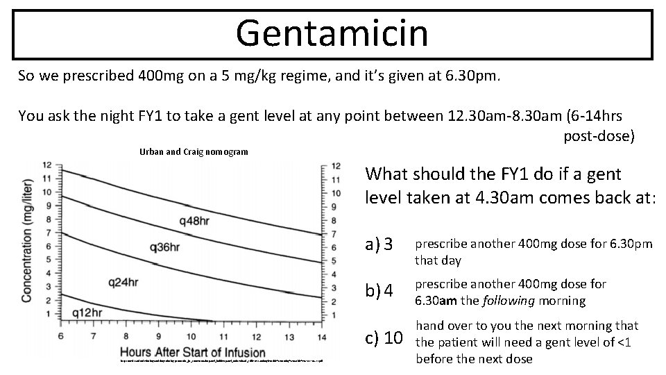 Gentamicin So we prescribed 400 mg on a 5 mg/kg regime, and it’s given