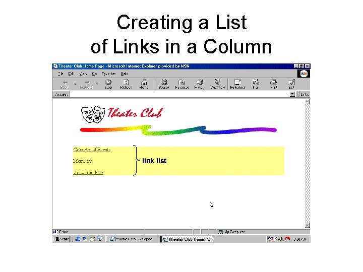 Creating a List of Links in a Column link list 