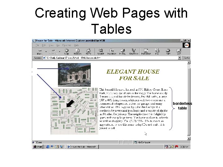 Creating Web Pages with Tables images in table borderless table 