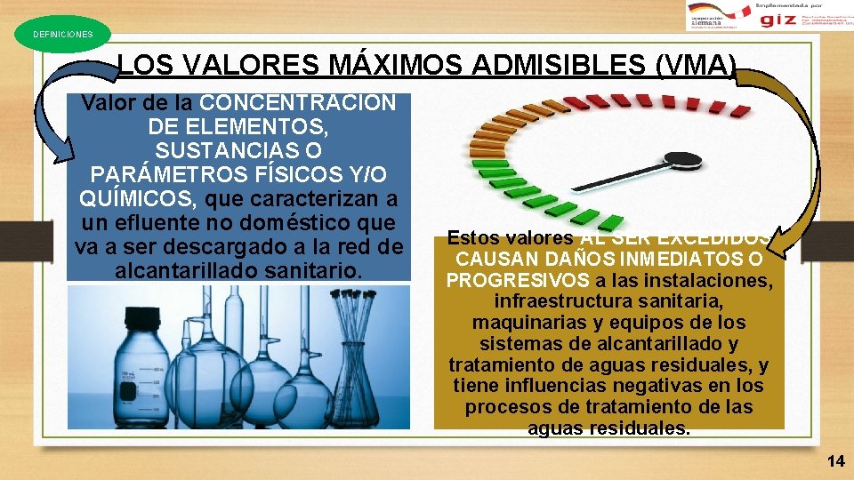 DEFINICIONES LOS VALORES MÁXIMOS ADMISIBLES (VMA) Valor de la CONCENTRACIÓN DE ELEMENTOS, SUSTANCIAS O