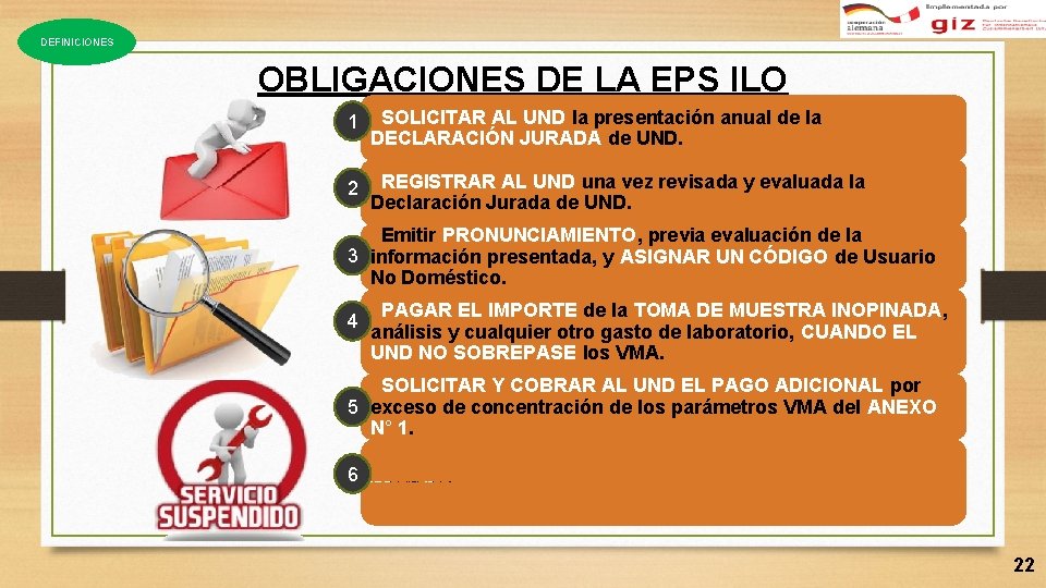 DEFINICIONES OBLIGACIONES DE LA EPS ILO 1 SOLICITAR AL UND la presentación anual de