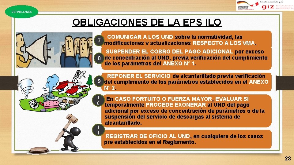 DEFINICIONES OBLIGACIONES DE LA EPS ILO COMUNICAR A LOS UND sobre la normatividad, las