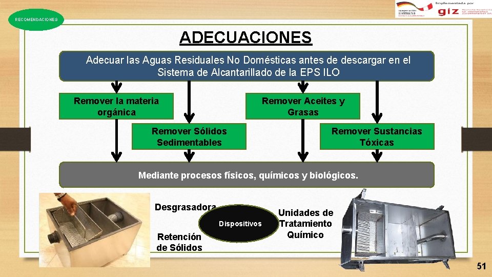 RECOMENDACIONES ADECUACIONES Adecuar las Aguas Residuales No Domésticas antes de descargar en el Sistema