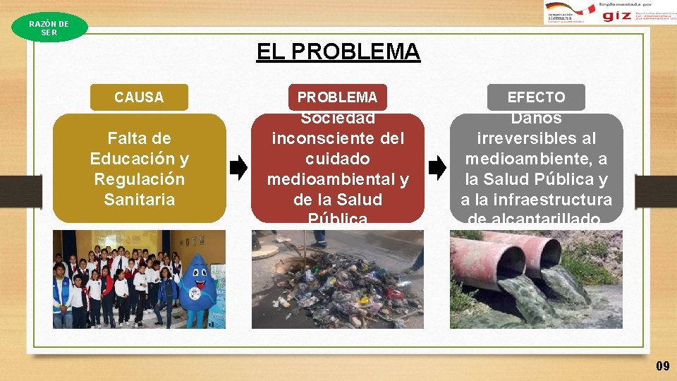 RAZÓN DE SER EL PROBLEMA CAUSA PROBLEMA EFECTO Falta de Educación y Regulación Sanitaria