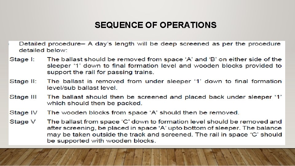 SEQUENCE OF OPERATIONS 