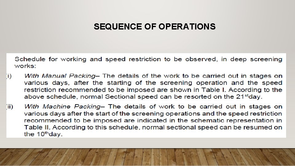 SEQUENCE OF OPERATIONS 