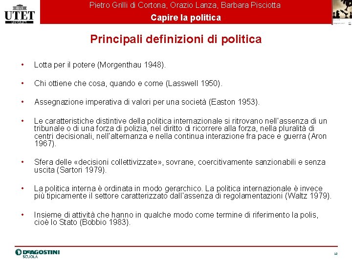 Pietro Grilli di Cortona, Orazio Lanza, Barbara Pisciotta Capire la politica Principali definizioni di