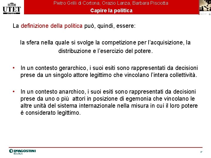 Pietro Grilli di Cortona, Orazio Lanza, Barbara Pisciotta Capire la politica La definizione della