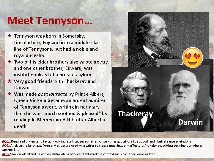 Meet Tennyson… « Tennyson was born in Somersby, Lincolnshire, England into a middle-class line