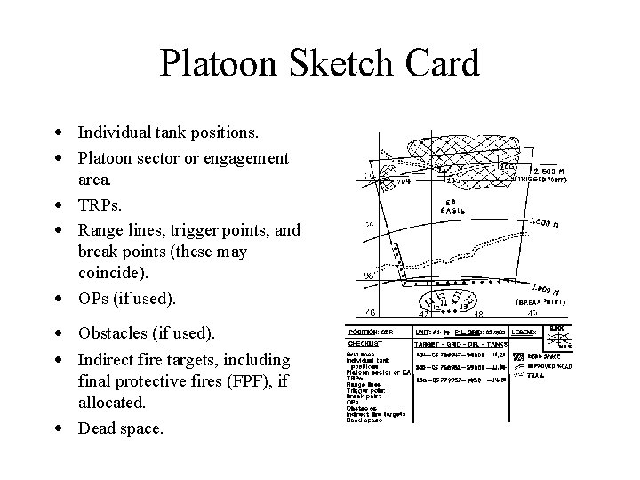 Platoon Sketch Card · Individual tank positions. · Platoon sector or engagement area. ·