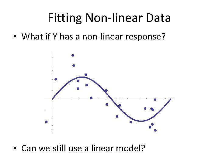 Fitting Non-linear Data • What if Y has a non-linear response? • Can we Fitting Non-linear Data • What if Y has a non-linear response? • Can we