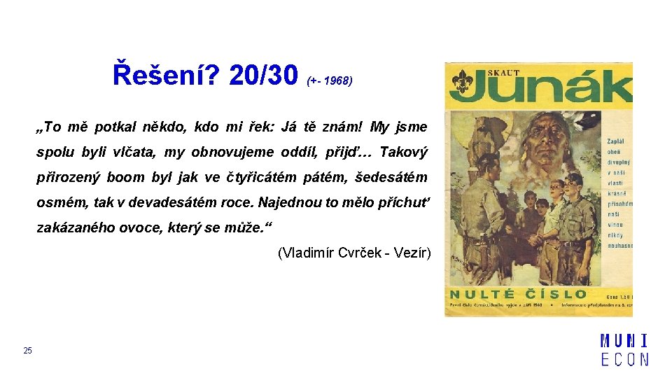 Řešení? 20/30 (+- 1968) „To mě potkal někdo, kdo mi řek: Já tě znám!