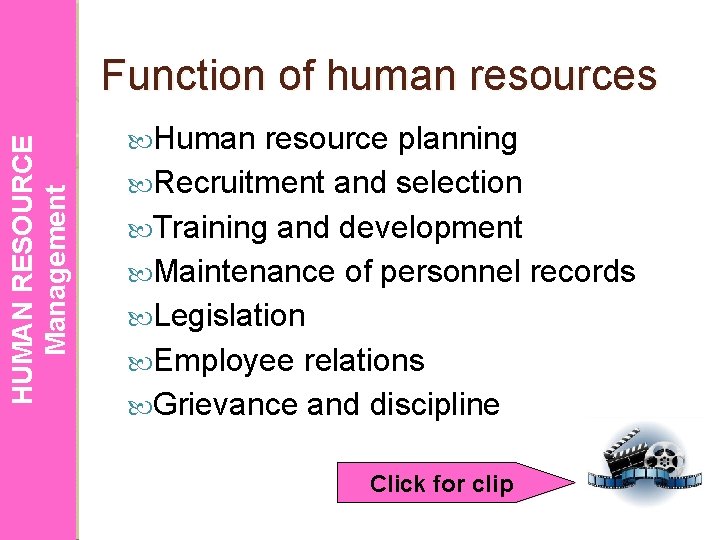 HUMAN RESOURCE Management Function of human resources Human resource planning Recruitment and selection Training