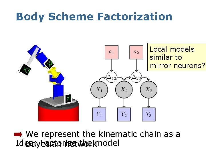 Body Scheme Factorization Local models similar to mirror neurons? We represent the kinematic chain