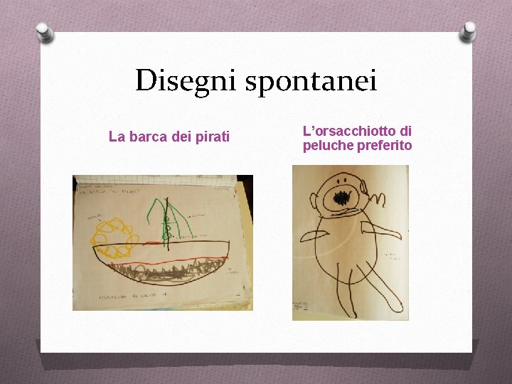 Disegni spontanei La barca dei pirati L’orsacchiotto di peluche preferito 