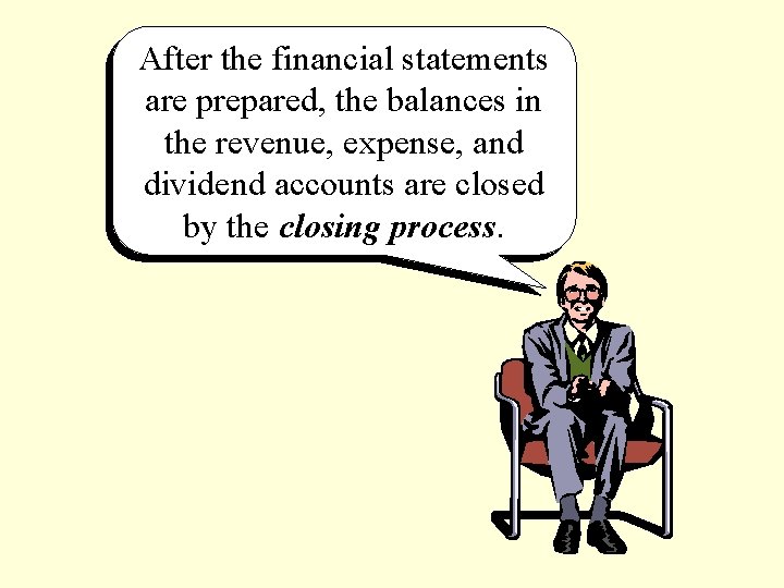 After the financial statements are prepared, the balances in the revenue, expense, and dividend
