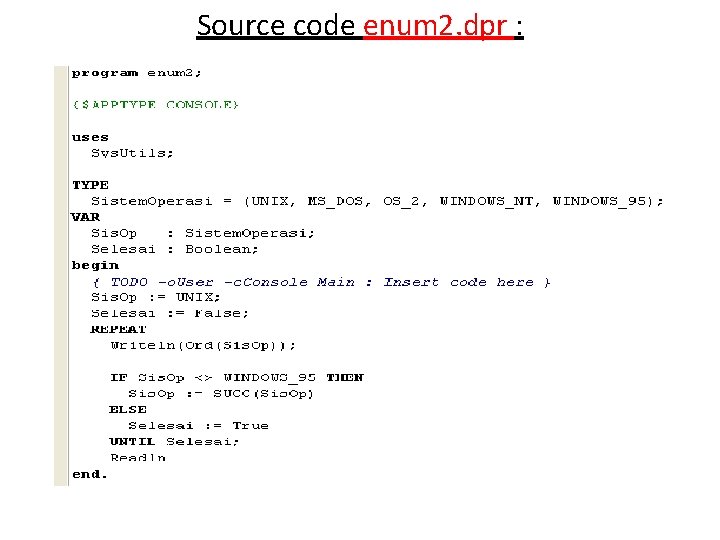 Source code enum 2. dpr : 