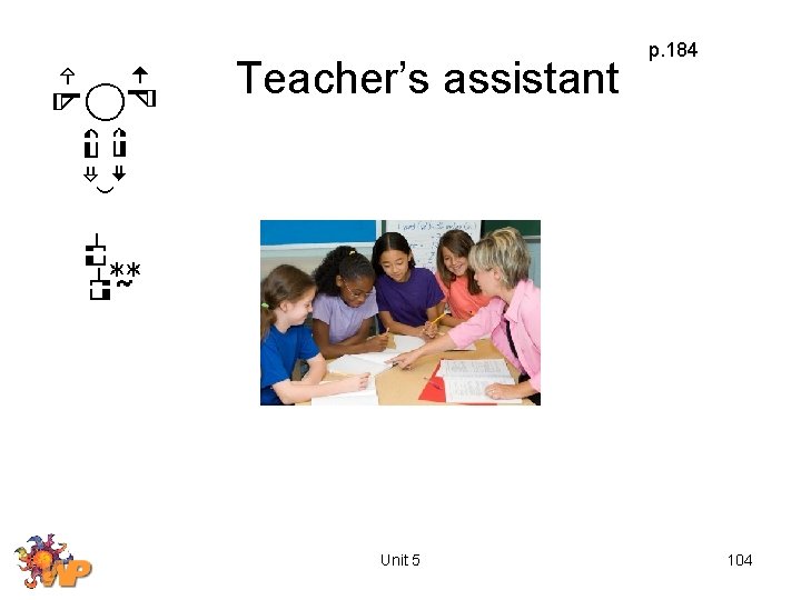 Teacher’s assistant Unit 5 p. 184 104 
