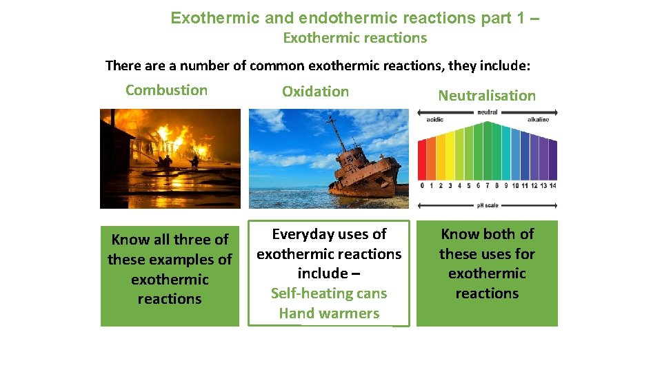 Exothermic and endothermic reactions part 1 – Exothermic reactions There a number of common