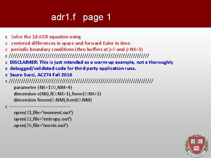 adr 1. f page 1 c Solve the 1 d ADR equation using c