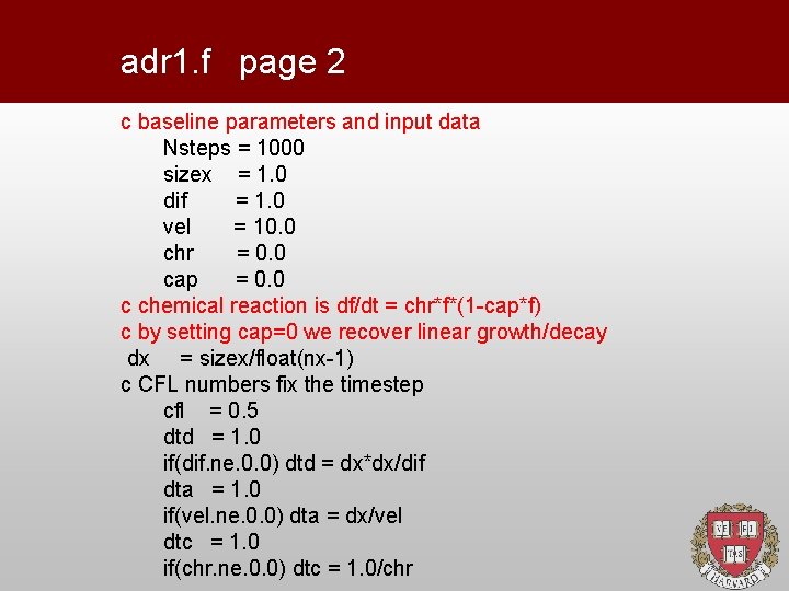 adr 1. f page 2 c baseline parameters and input data Nsteps = 1000
