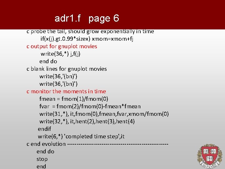 adr 1. f page 6 c probe the tail, should grow exponentially in time