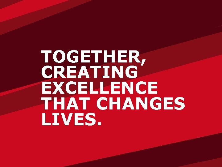 TOGETHER, CREATING EXCELLENCE THAT CHANGES LIVES. ‘ 