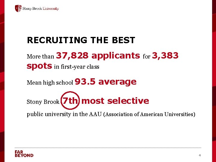 RECRUITING THE BEST More than 37, 828 applicants for 3, 383 spots in first-year