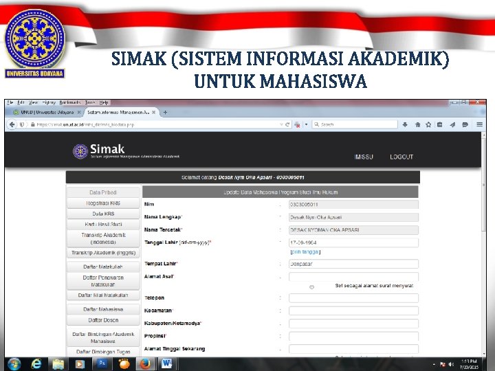 SIMAK (SISTEM INFORMASI AKADEMIK) UNTUK MAHASISWA 