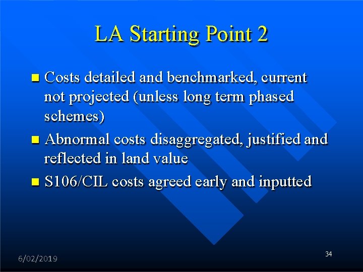 LA Starting Point 2 Costs detailed and benchmarked, current not projected (unless long term