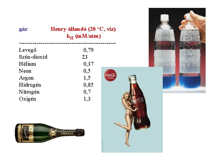 gáz Henry állandó (20 °C, víz) k. H (m. M/atm) -------------------------Levegő 0, 79 Szén-dioxid