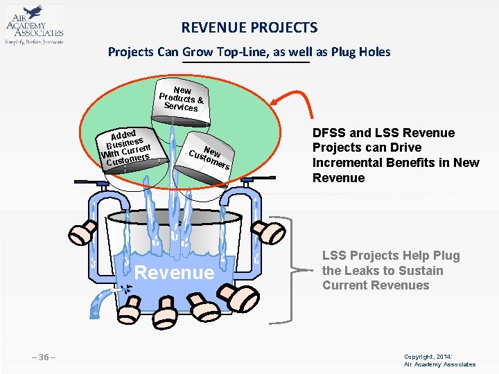 REVENUE PROJECTS Projects Can Grow Top-Line, as well as Plug Holes New Products &