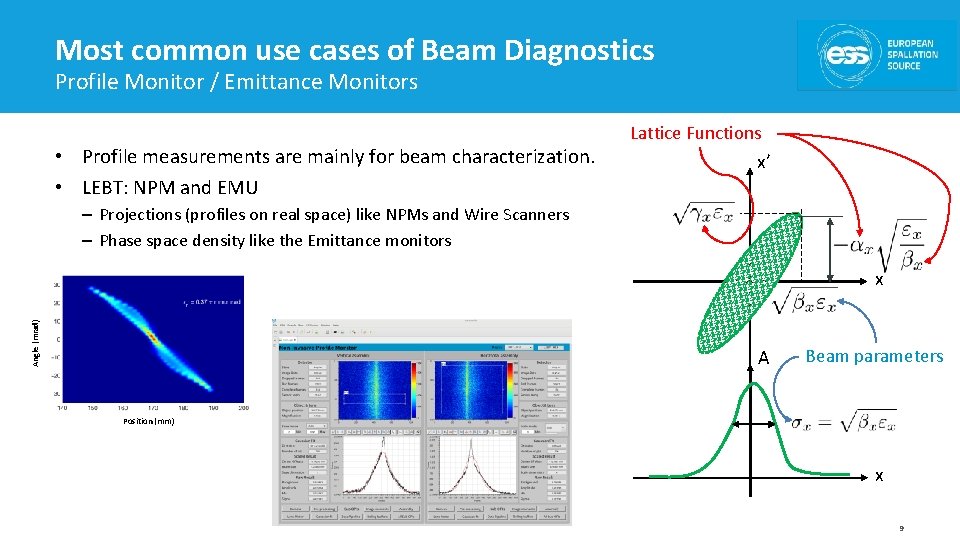 Most common use cases of Beam Diagnostics Profile Monitor / Emittance Monitors • Profile