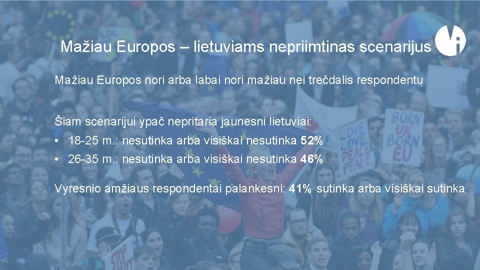 Mažiau Europos – lietuviams nepriimtinas scenarijus Mažiau Europos nori arba labai nori mažiau nei