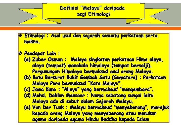 Definisi “Melayu” daripada segi Etimologi 