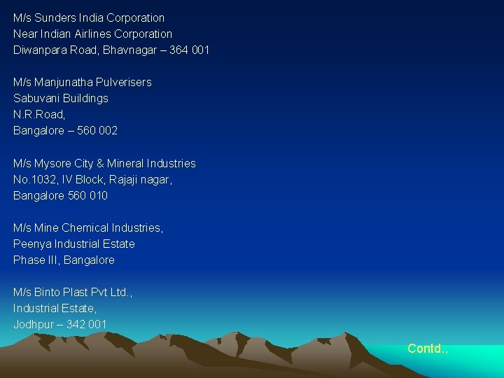 M/s Sunders India Corporation Near Indian Airlines Corporation Diwanpara Road, Bhavnagar – 364 001