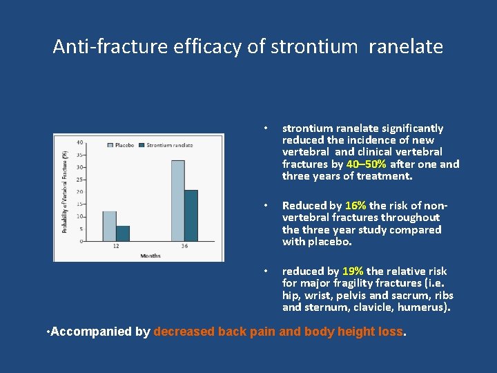 Anti-fracture efficacy of strontium ranelate • strontium ranelate significantly reduced the incidence of new